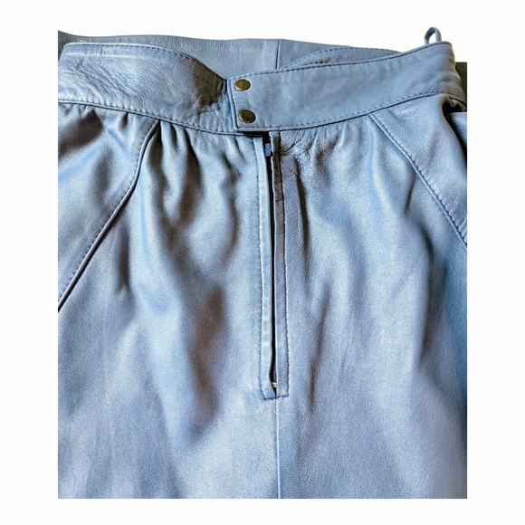 Vintage 1980s Penny Genuine Leather Skirt Suit | Colonial Blue | EUC - Picture 9 of 13